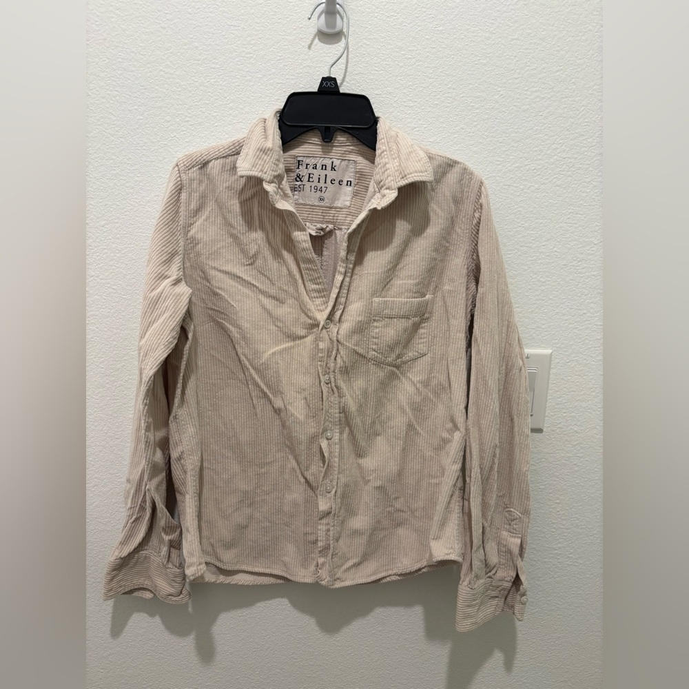 Frank & Eileen Men's Light Tan Barry Style Corduroy Button Down Shirt Size XS
